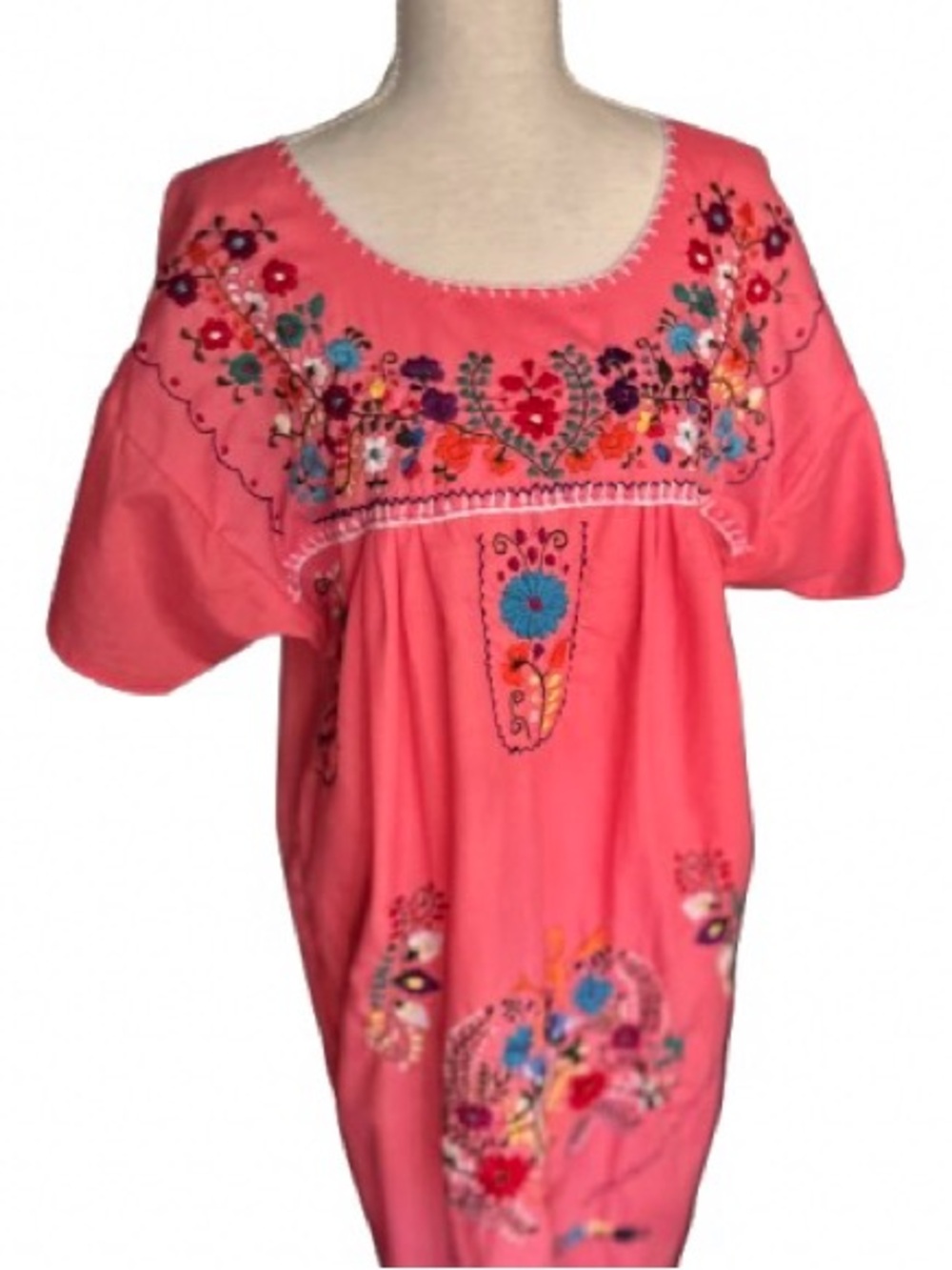 Embroidered J.R. Pacios  Floral Boho House Dress Mumu Extra Large Cotton Blend